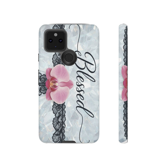 Blessed Pink Orchid Tough Phone Case — Floral Lace Protective Cover