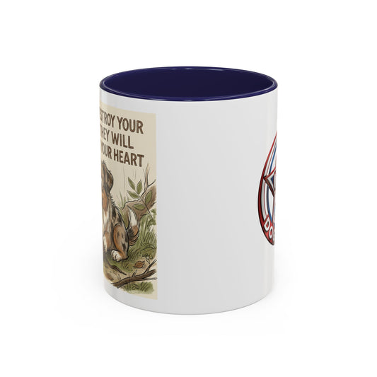 Dogwalk Paw Star Accent Coffee Mug — Cute Vintage Dog Illustration, Perfect Gift for Dog Lovers (11/15 oz)