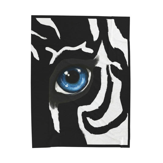 Blue Eye Zebra Velveteen Plush Blanket