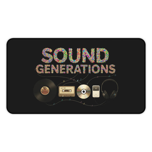 Sound Generations Desk Mat — Retro Vinyl, Cassette & Headphones Mousepad