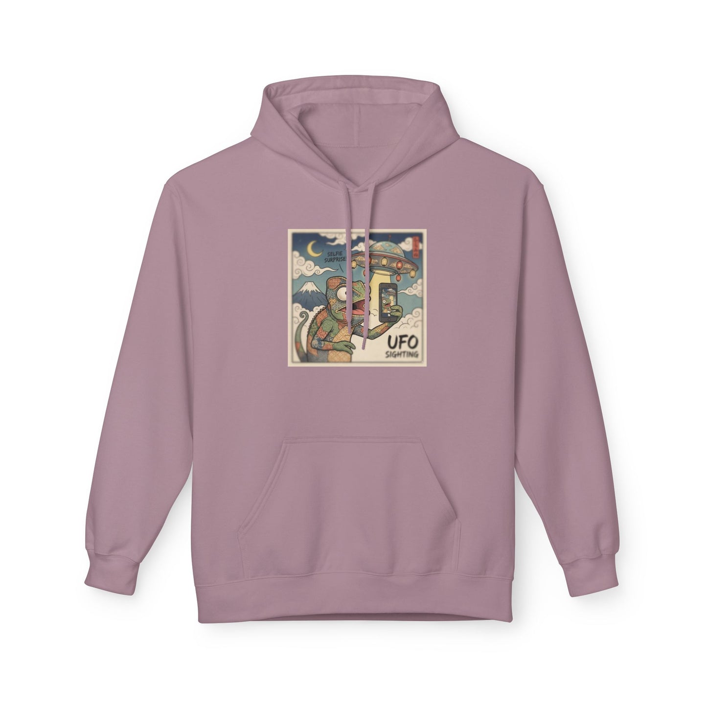 UFO Surfing Hoodie — Retro Alien Surfing Graphic Pullover