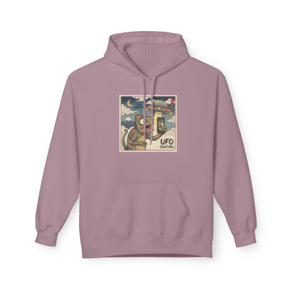 UFO Surfing Hoodie — Retro Alien Surfing Graphic Pullover