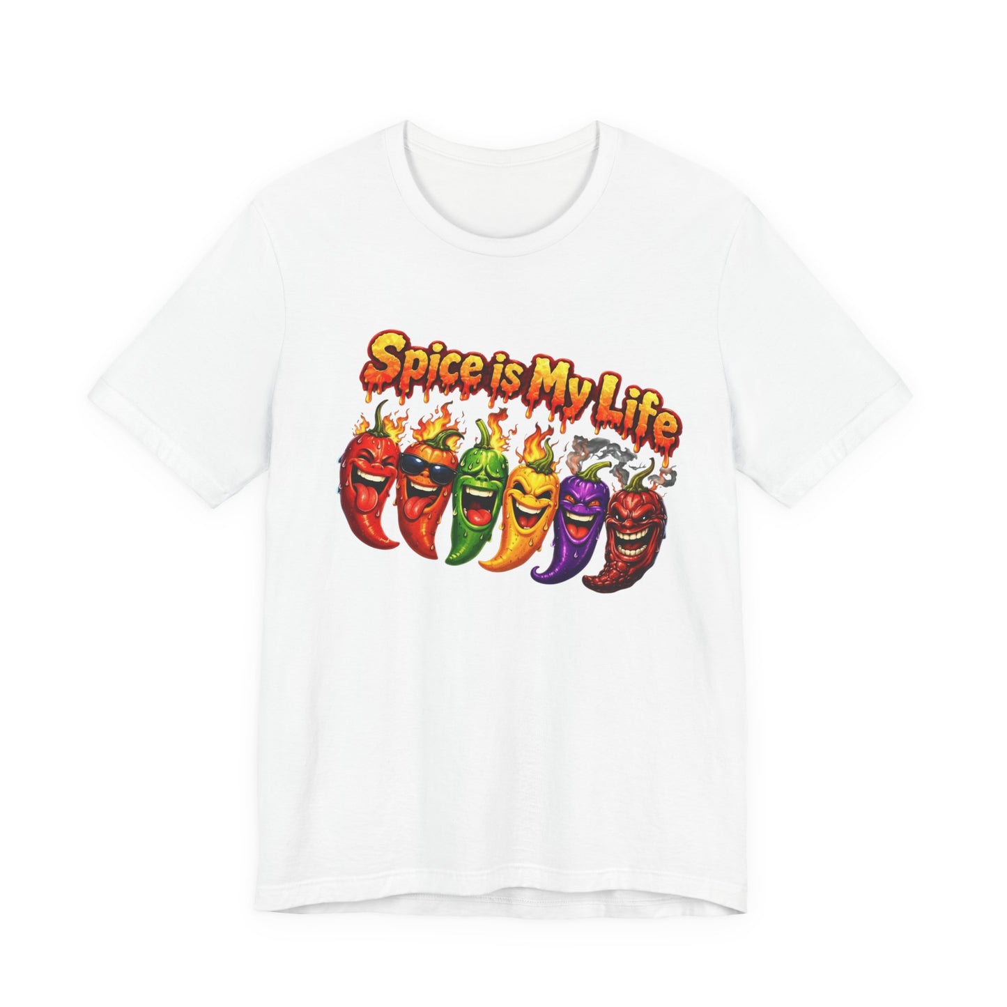 Spice Is My Life chili peppers T-Shirt | Colorful Hot Sauce Graphic