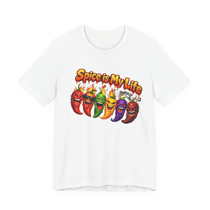 Spice Is My Life chili peppers T-Shirt | Colorful Hot Sauce Graphic