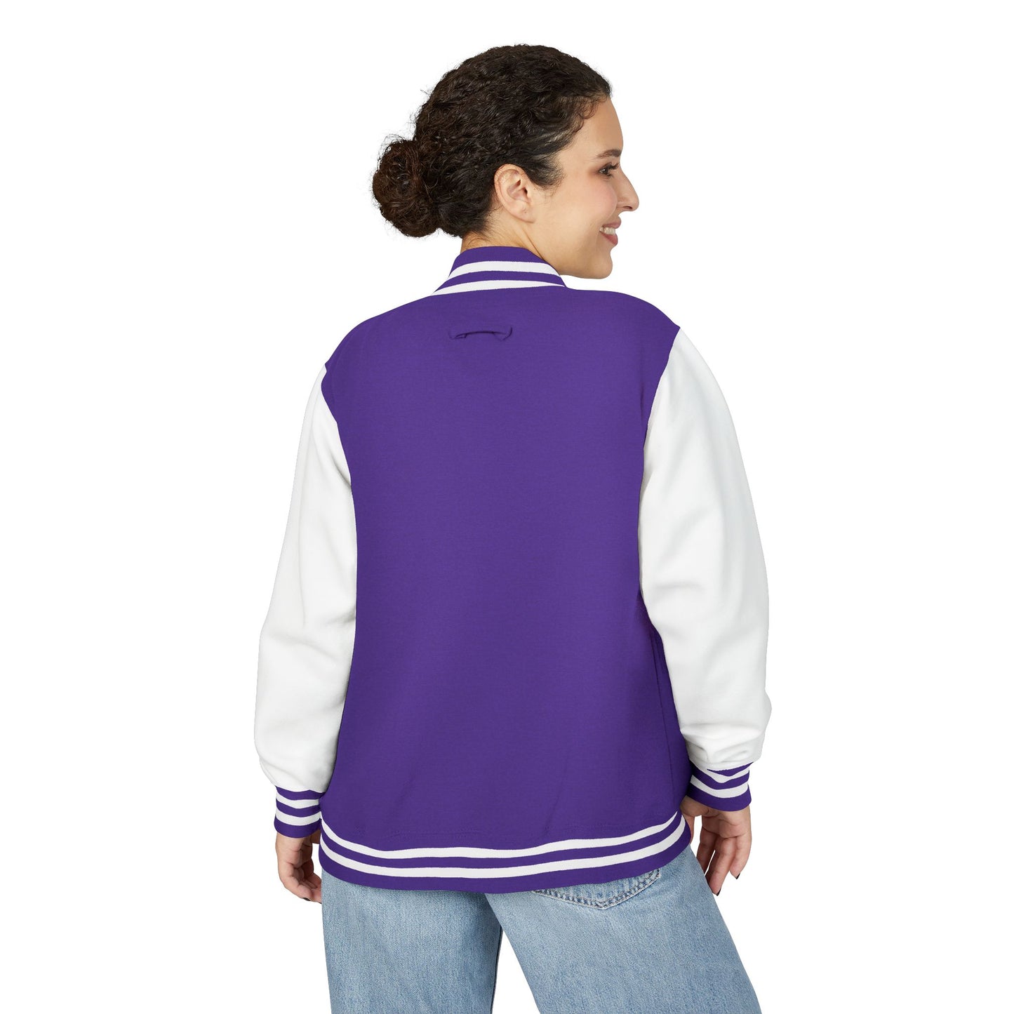 Tiger Eye Letterman Jacket — Red & White Varsity Jacket with Blue Tiger Eye Patch