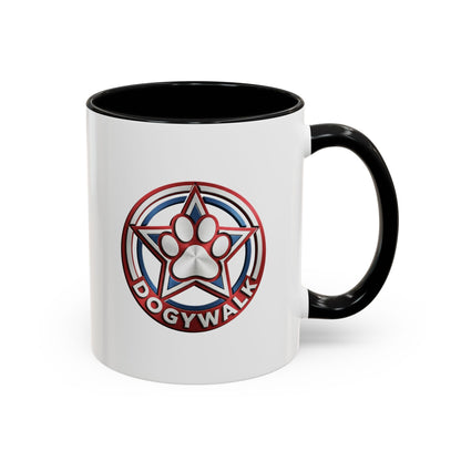 Dogwalk Paw Star Accent Coffee Mug — Cute Vintage Dog Illustration, Perfect Gift for Dog Lovers (11/15 oz)