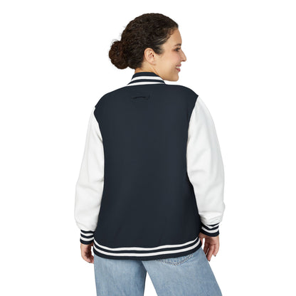 Tiger Eye Letterman Jacket — Red & White Varsity Jacket with Blue Tiger Eye Patch