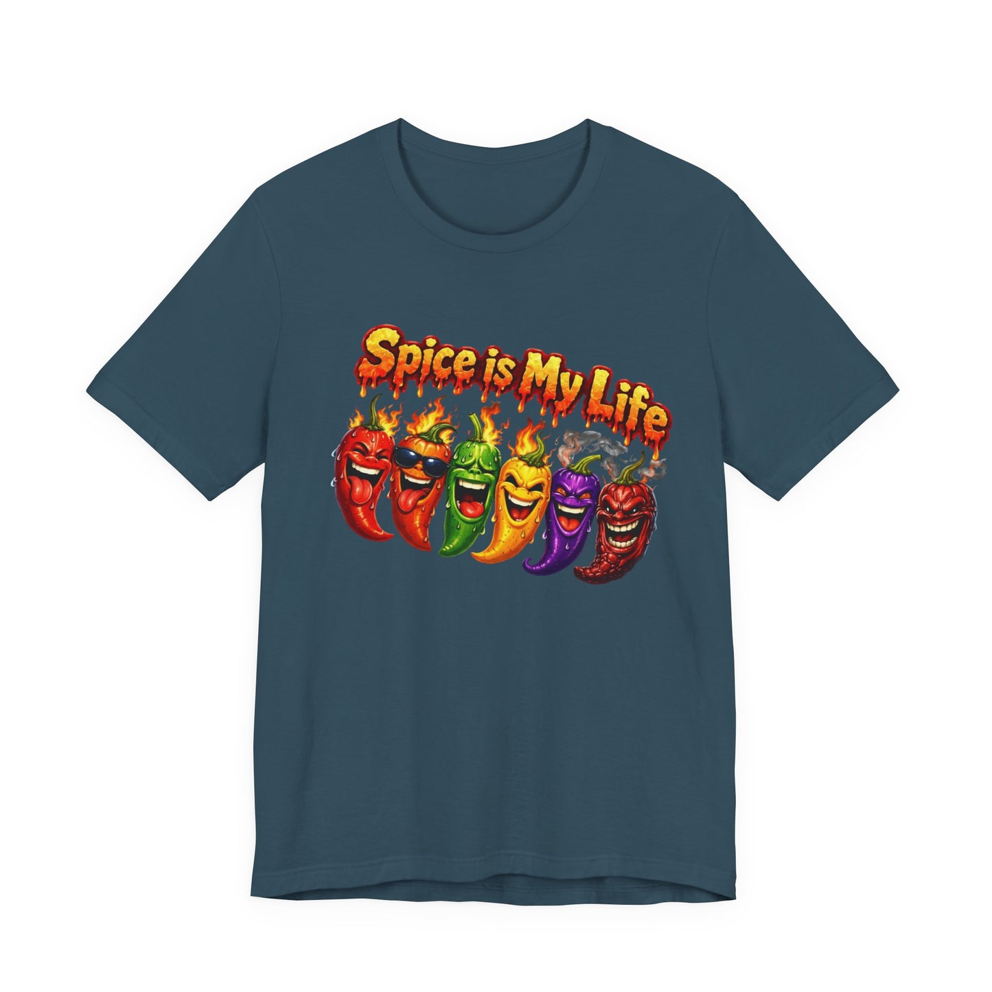 Spice Is My Life chili peppers T-Shirt | Colorful Hot Sauce Graphic