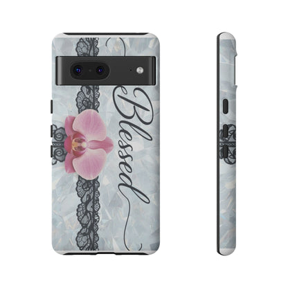 Blessed Pink Orchid Tough Phone Case — Floral Lace Protective Cover