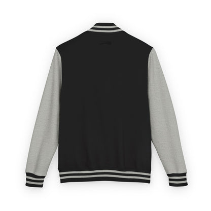 Tiger Eye Letterman Jacket — Red & White Varsity Jacket with Blue Tiger Eye Patch