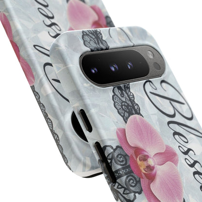 Blessed Pink Orchid Tough Phone Case — Floral Lace Protective Cover