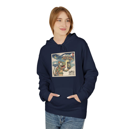 UFO Surfing Hoodie — Retro Alien Surfing Graphic Pullover