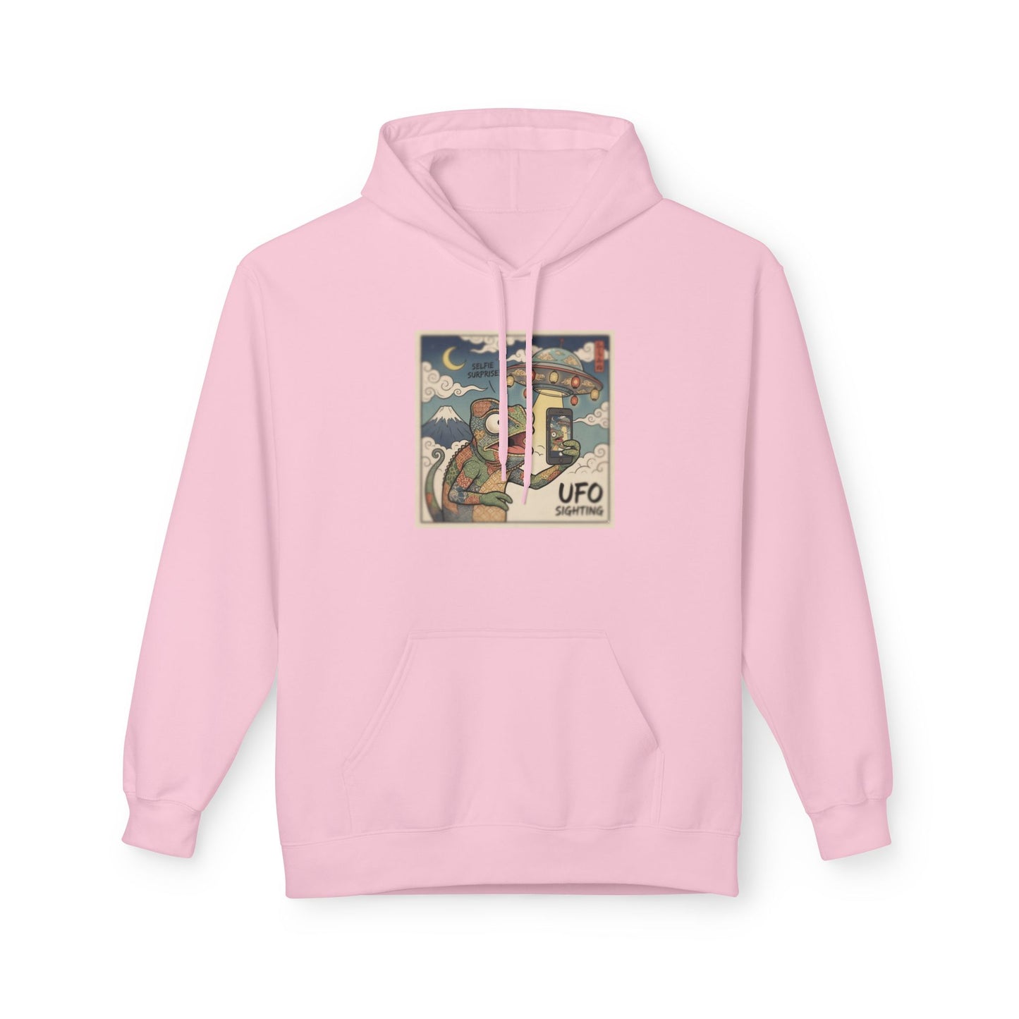 UFO Surfing Hoodie — Retro Alien Surfing Graphic Pullover