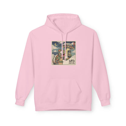 UFO Surfing Hoodie — Retro Alien Surfing Graphic Pullover