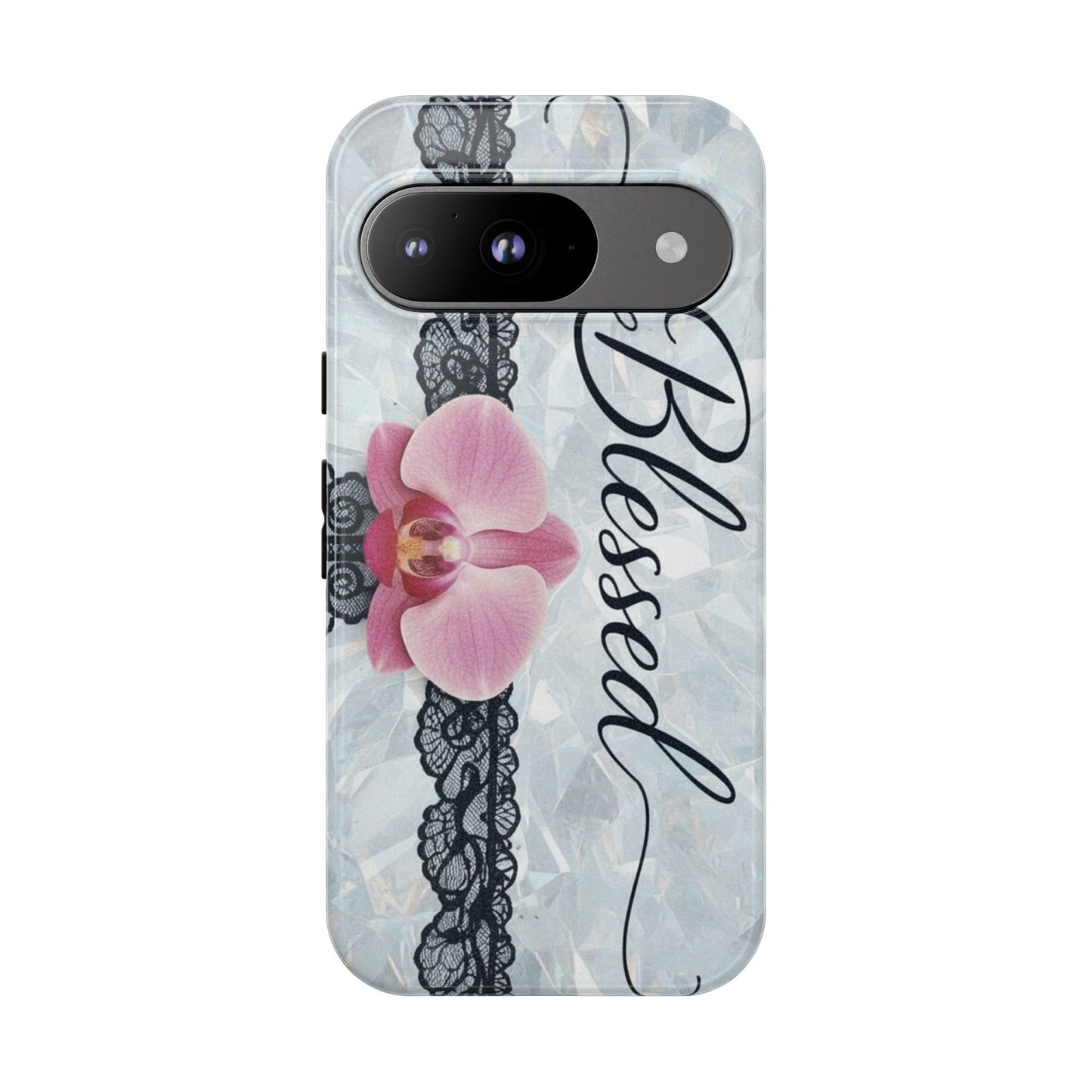 Blessed Pink Orchid Tough Phone Case — Floral Lace Protective Cover