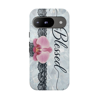Blessed Pink Orchid Tough Phone Case — Floral Lace Protective Cover