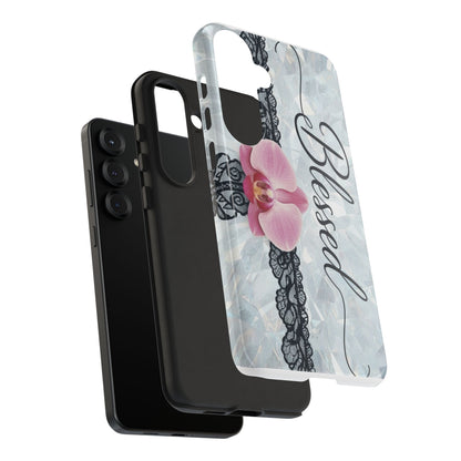 Blessed Pink Orchid Tough Phone Case — Floral Lace Protective Cover
