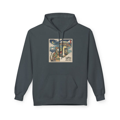 UFO Surfing Hoodie — Retro Alien Surfing Graphic Pullover