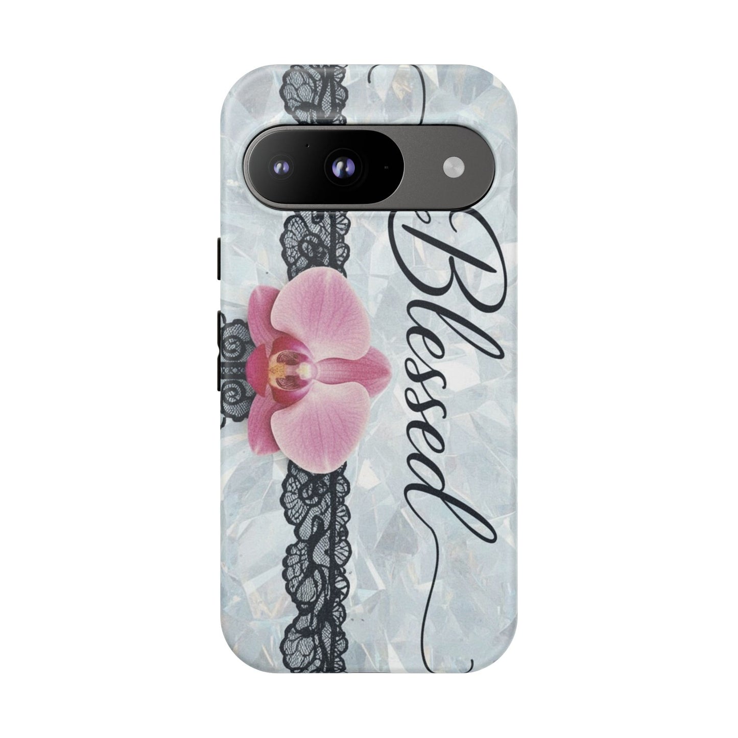 Blessed Pink Orchid Tough Phone Case — Floral Lace Protective Cover