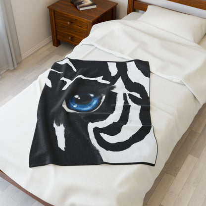 Blue Eye Zebra Velveteen Plush Blanket