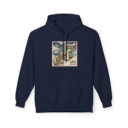 UFO Surfing Hoodie — Retro Alien Surfing Graphic Pullover