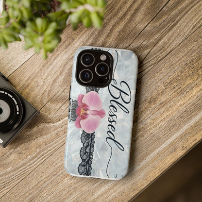 Blessed Pink Orchid Tough Phone Case — Floral Lace Protective Cover