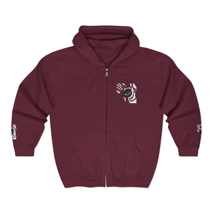 Zebra Eye Zip Hoodie — Minimal Animal Print Full-Zip Sweatshirt