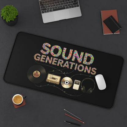 Sound Generations Desk Mat — Retro Vinyl, Cassette & Headphones Mousepad