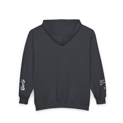 Zebra Eye Zip Hoodie — Minimal Animal Print Full-Zip Sweatshirt