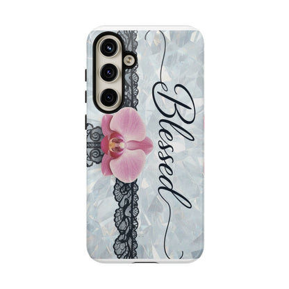 Blessed Pink Orchid Tough Phone Case — Floral Lace Protective Cover