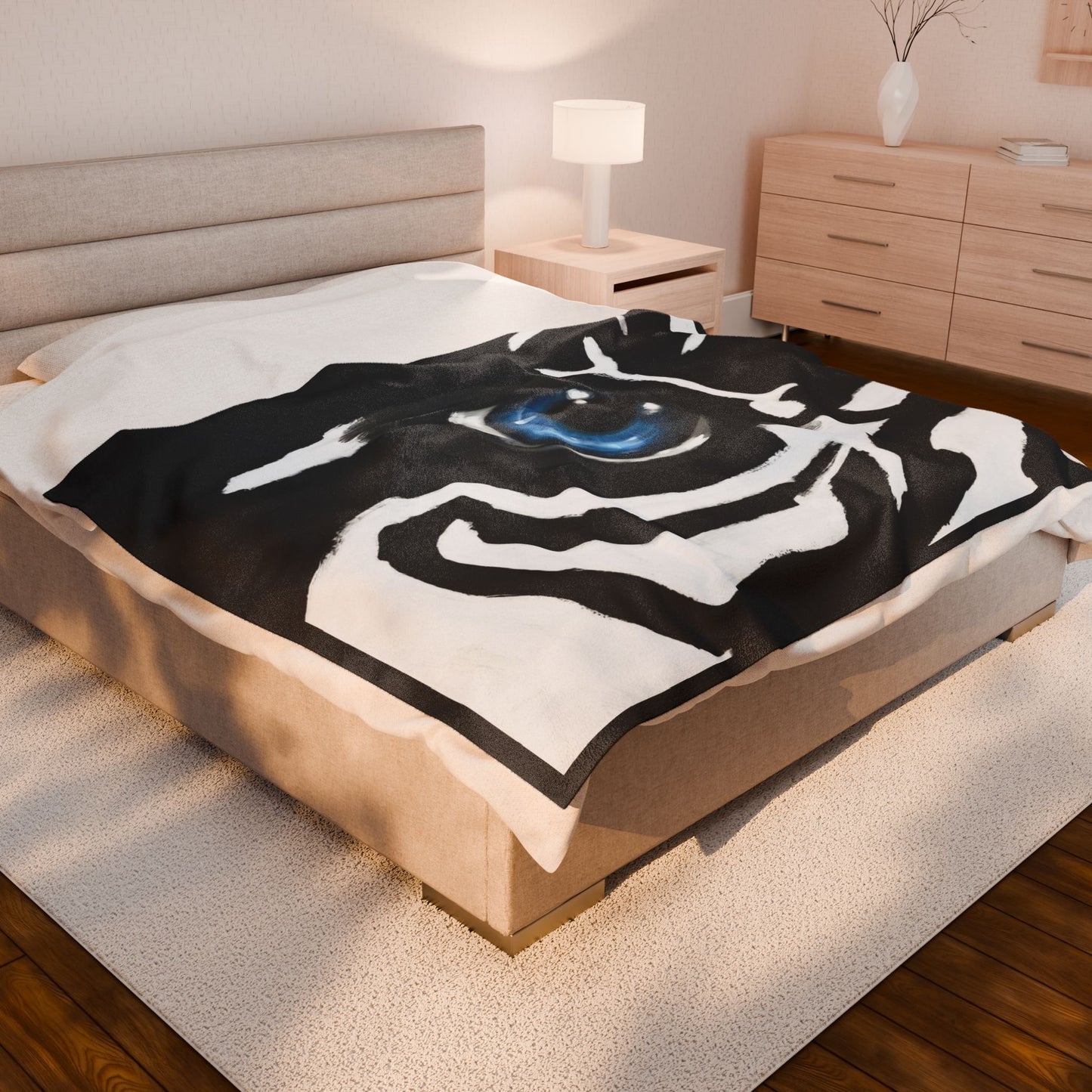 Blue Eye Zebra Velveteen Plush Blanket