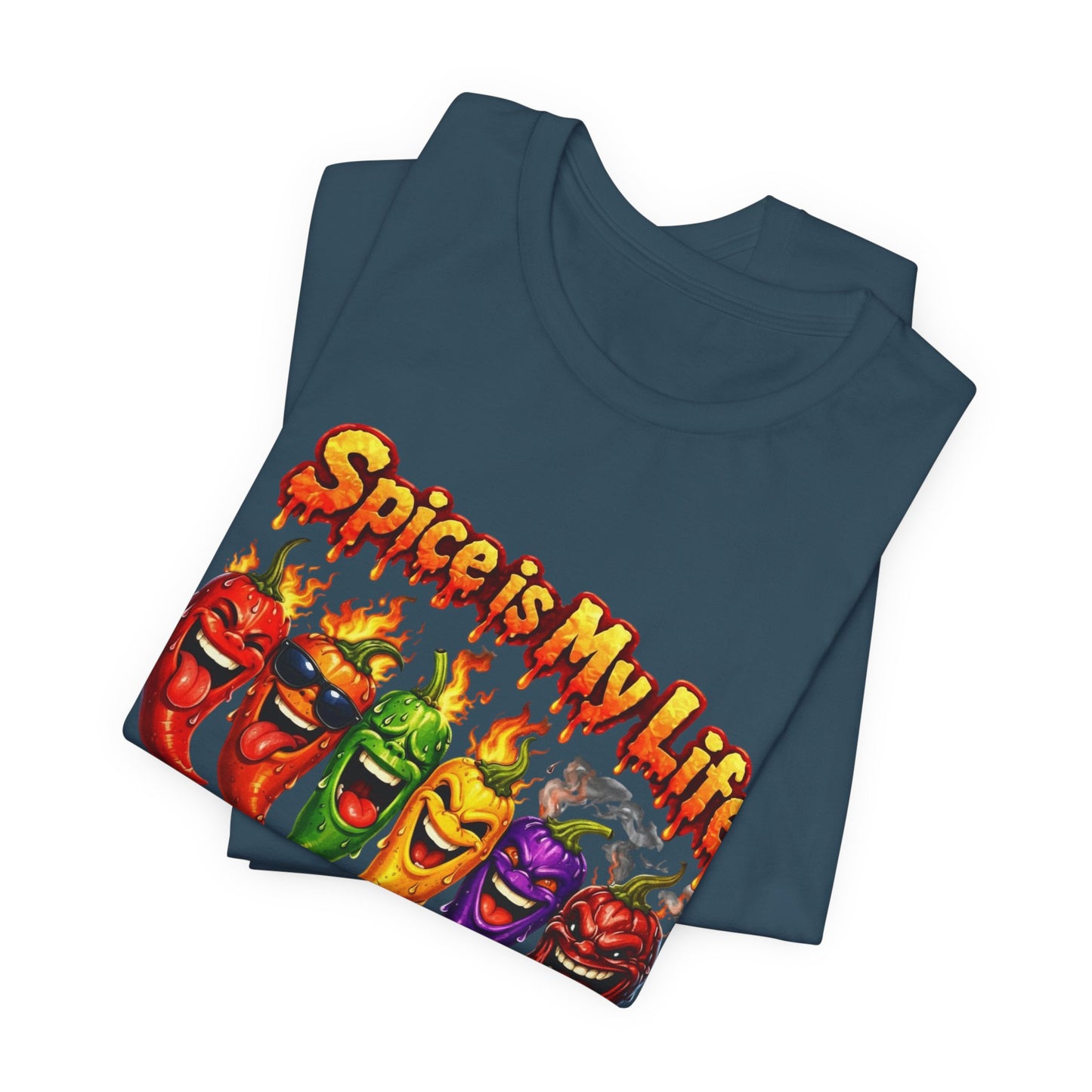 Spice Is My Life chili peppers T-Shirt | Colorful Hot Sauce Graphic