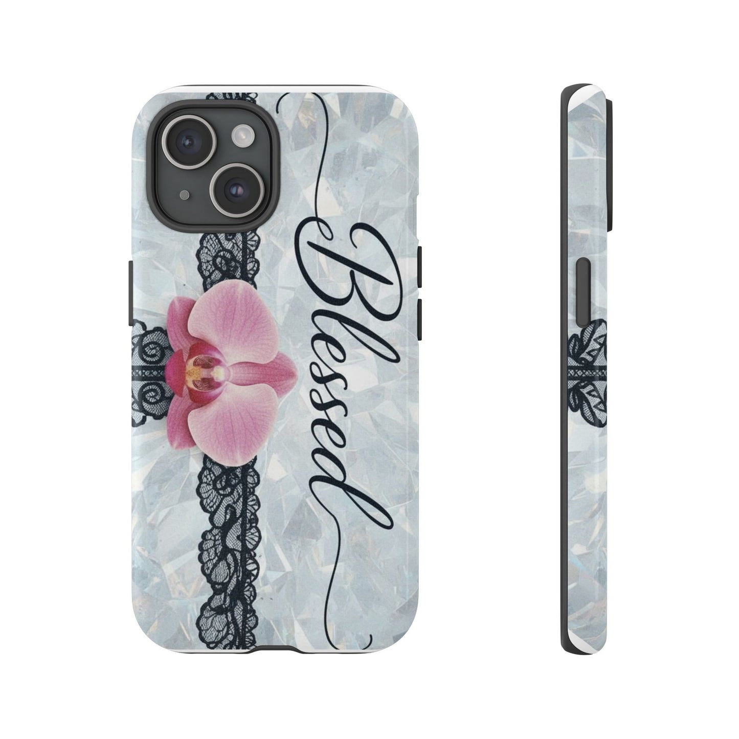 Blessed Pink Orchid Tough Phone Case — Floral Lace Protective Cover