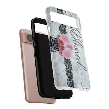 Blessed Pink Orchid Tough Phone Case — Floral Lace Protective Cover