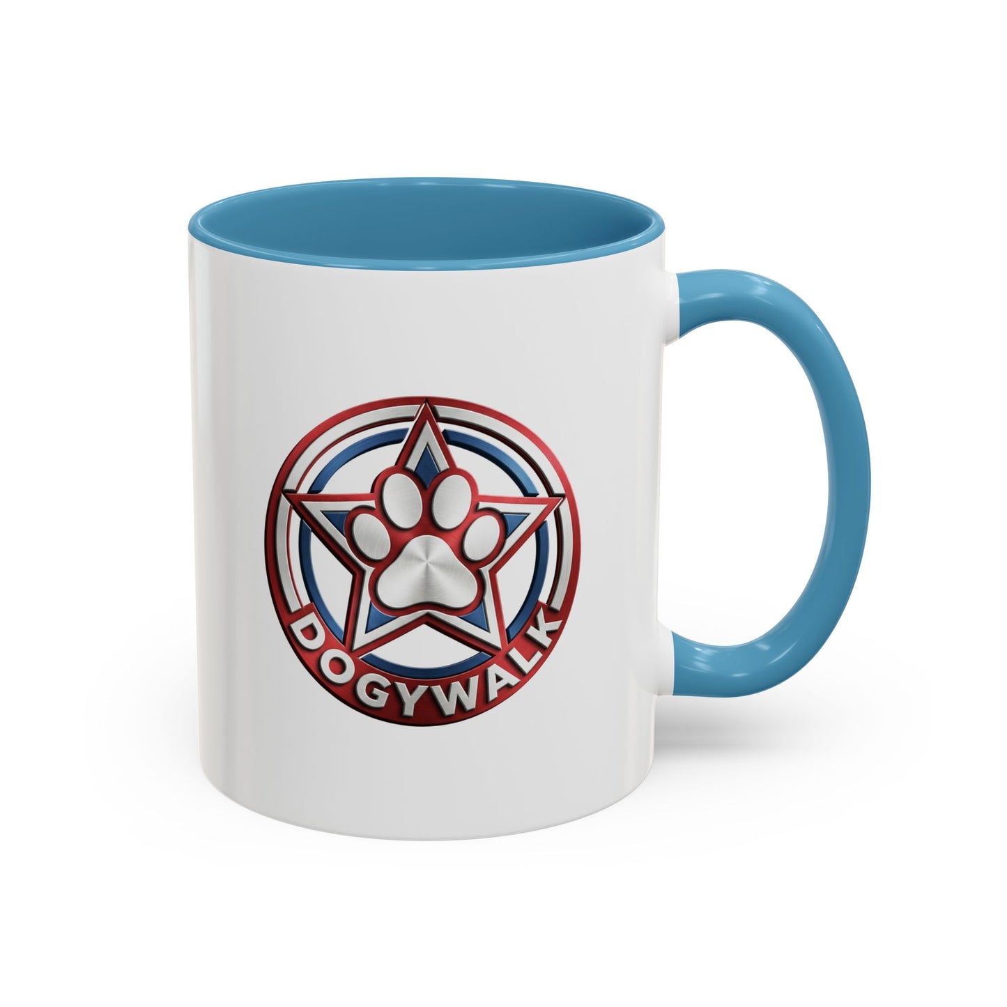 Dogwalk Paw Star Accent Coffee Mug — Cute Vintage Dog Illustration, Perfect Gift for Dog Lovers (11/15 oz)