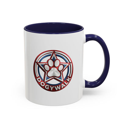 Dogwalk Paw Star Accent Coffee Mug — Cute Vintage Dog Illustration, Perfect Gift for Dog Lovers (11/15 oz)