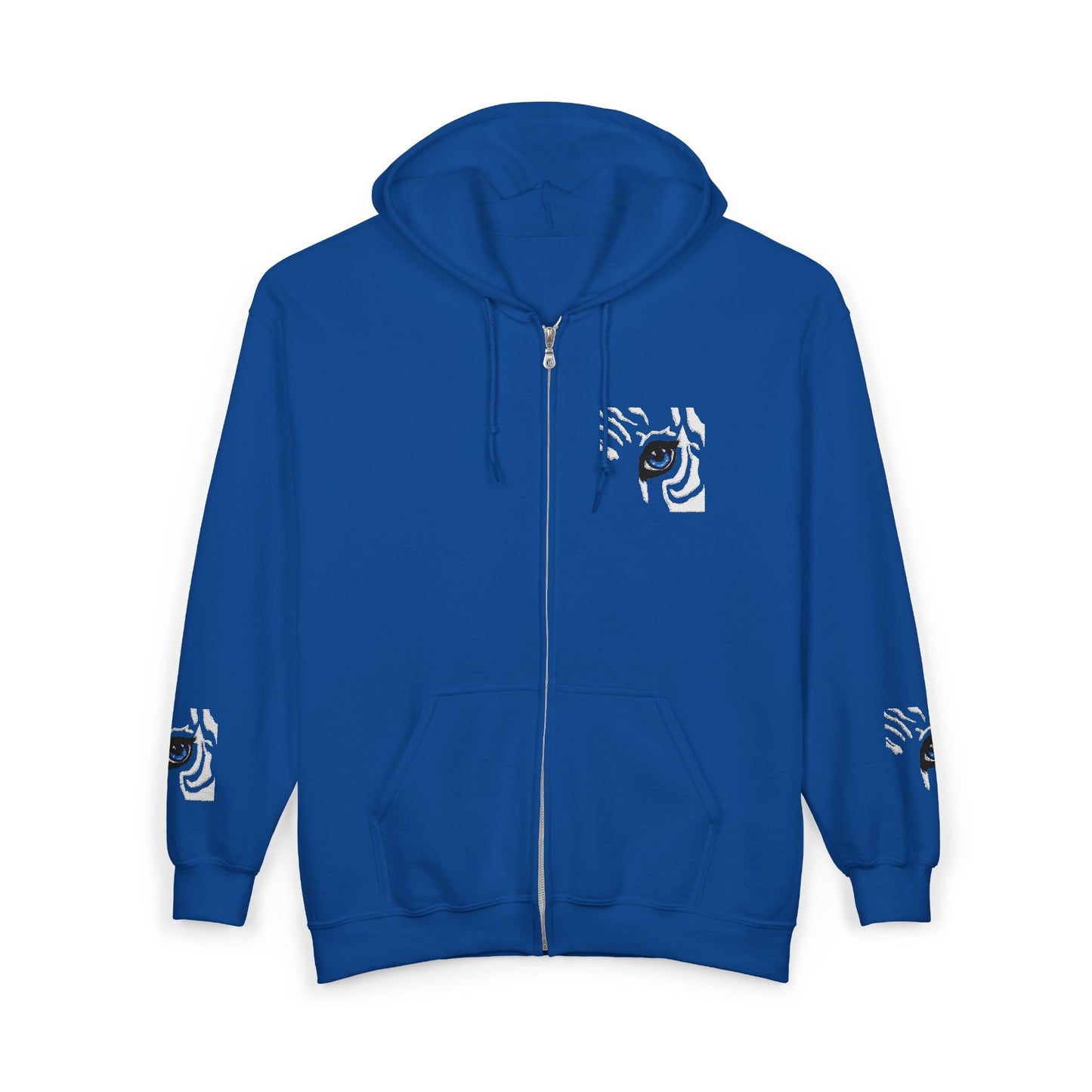 Zebra Eye Zip Hoodie — Minimal Animal Print Full-Zip Sweatshirt
