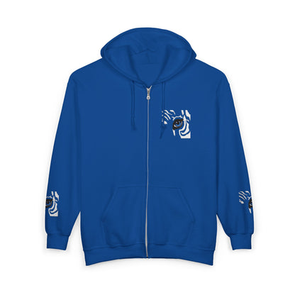 Zebra Eye Zip Hoodie — Minimal Animal Print Full-Zip Sweatshirt