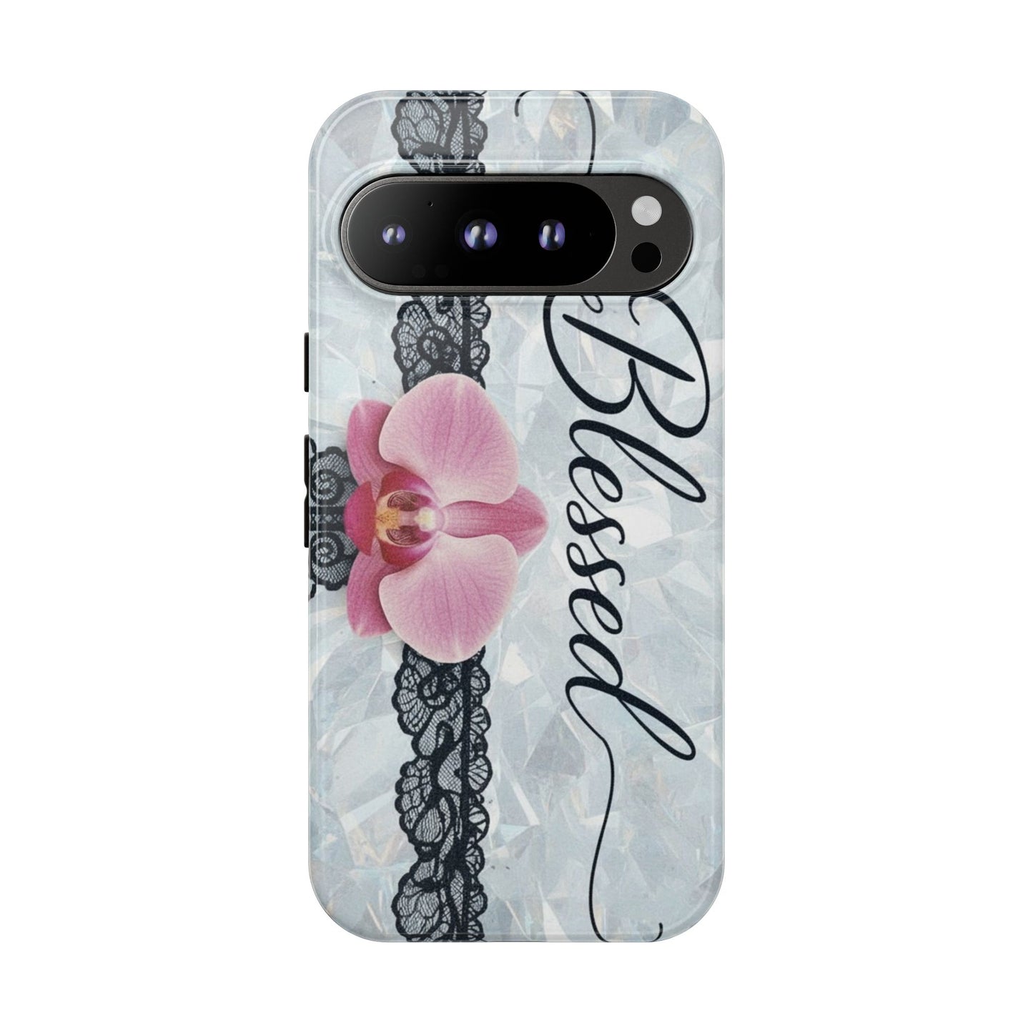 Blessed Pink Orchid Tough Phone Case — Floral Lace Protective Cover