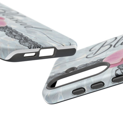 Blessed Pink Orchid Tough Phone Case — Floral Lace Protective Cover
