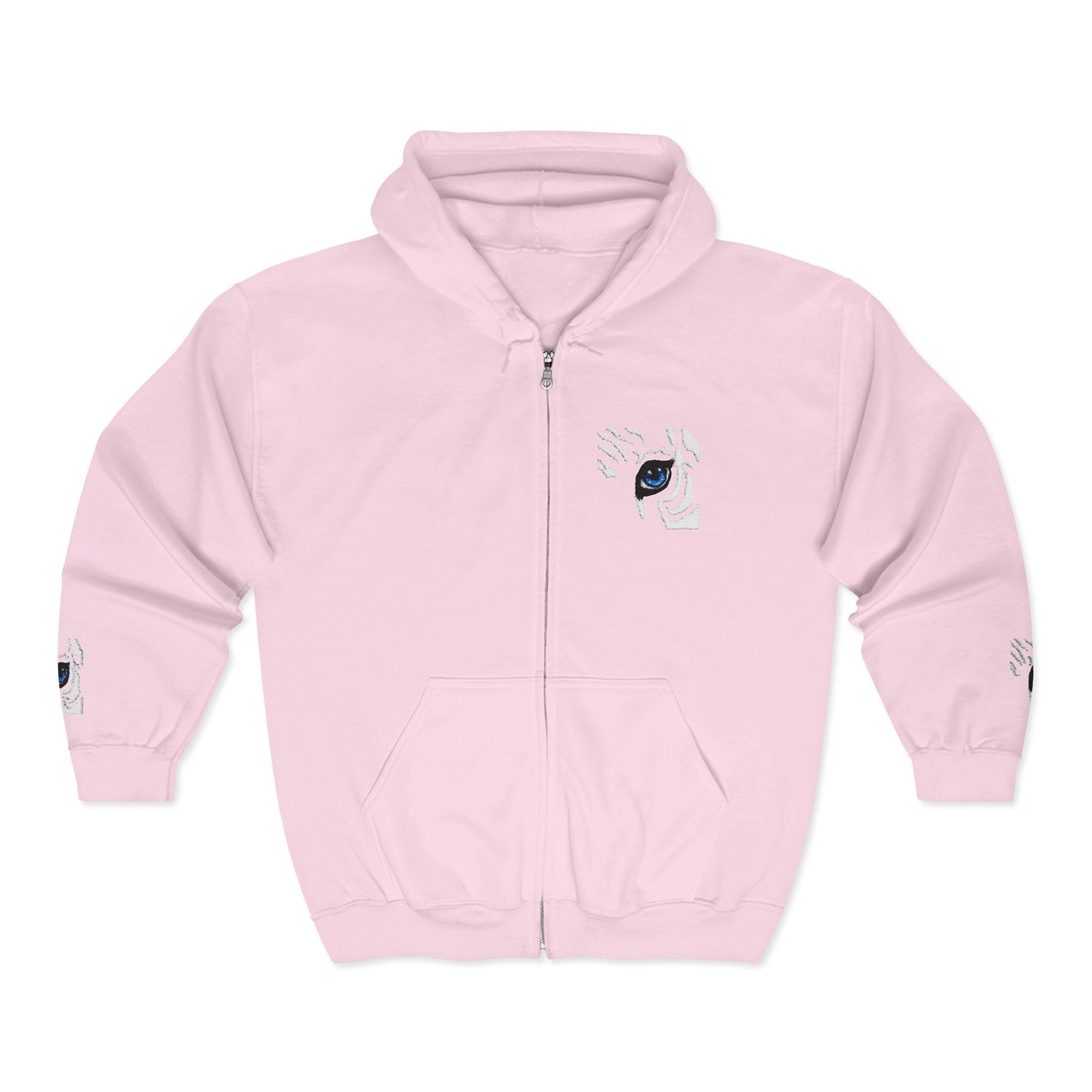 Zebra Eye Zip Hoodie — Minimal Animal Print Full-Zip Sweatshirt