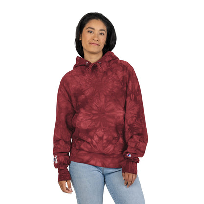 Tie-Dye Embroidered Hoodie — Black Swirl Champion Style