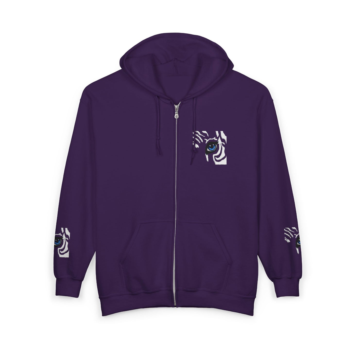 Zebra Eye Zip Hoodie — Minimal Animal Print Full-Zip Sweatshirt