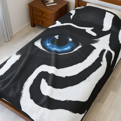 Blue Eye Zebra Velveteen Plush Blanket