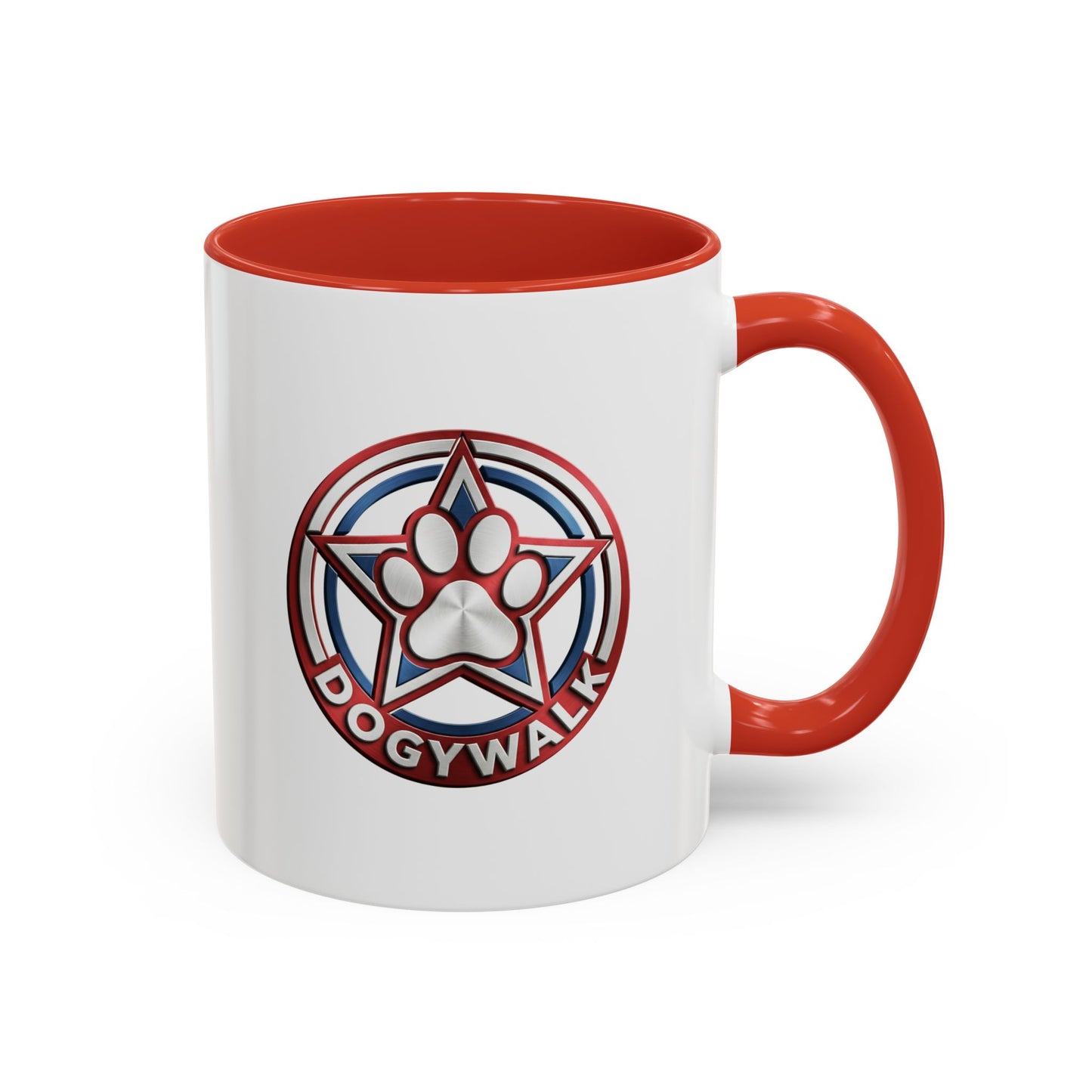 Dogwalk Paw Star Accent Coffee Mug — Cute Vintage Dog Illustration, Perfect Gift for Dog Lovers (11/15 oz)