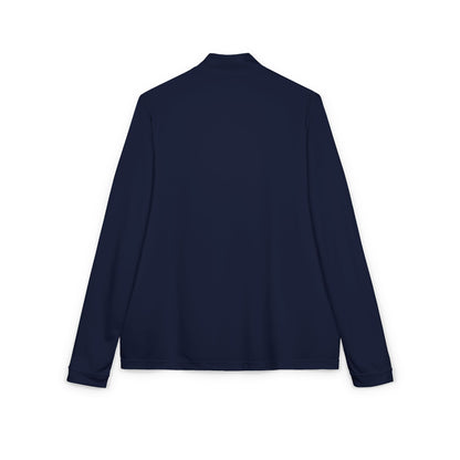 Embroidered White Quarter-Zip Pullover — Minimal Eye Motif