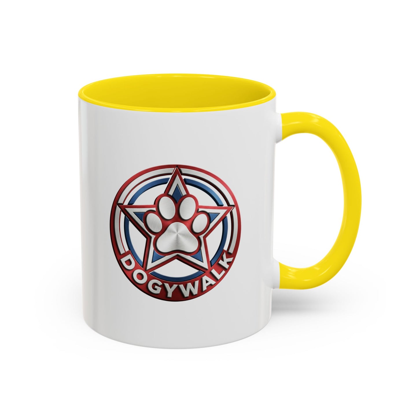 Dogwalk Paw Star Accent Coffee Mug — Cute Vintage Dog Illustration, Perfect Gift for Dog Lovers (11/15 oz)