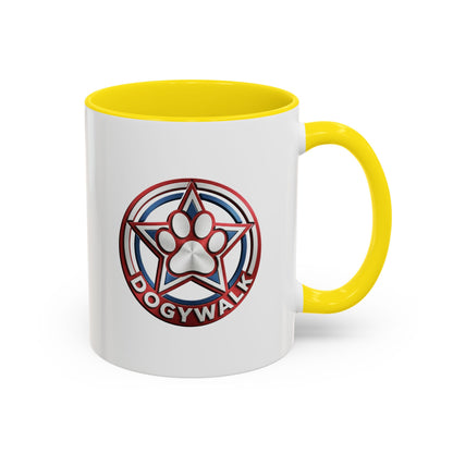 Dogwalk Paw Star Accent Coffee Mug — Cute Vintage Dog Illustration, Perfect Gift for Dog Lovers (11/15 oz)