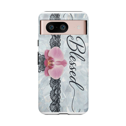 Blessed Pink Orchid Tough Phone Case — Floral Lace Protective Cover