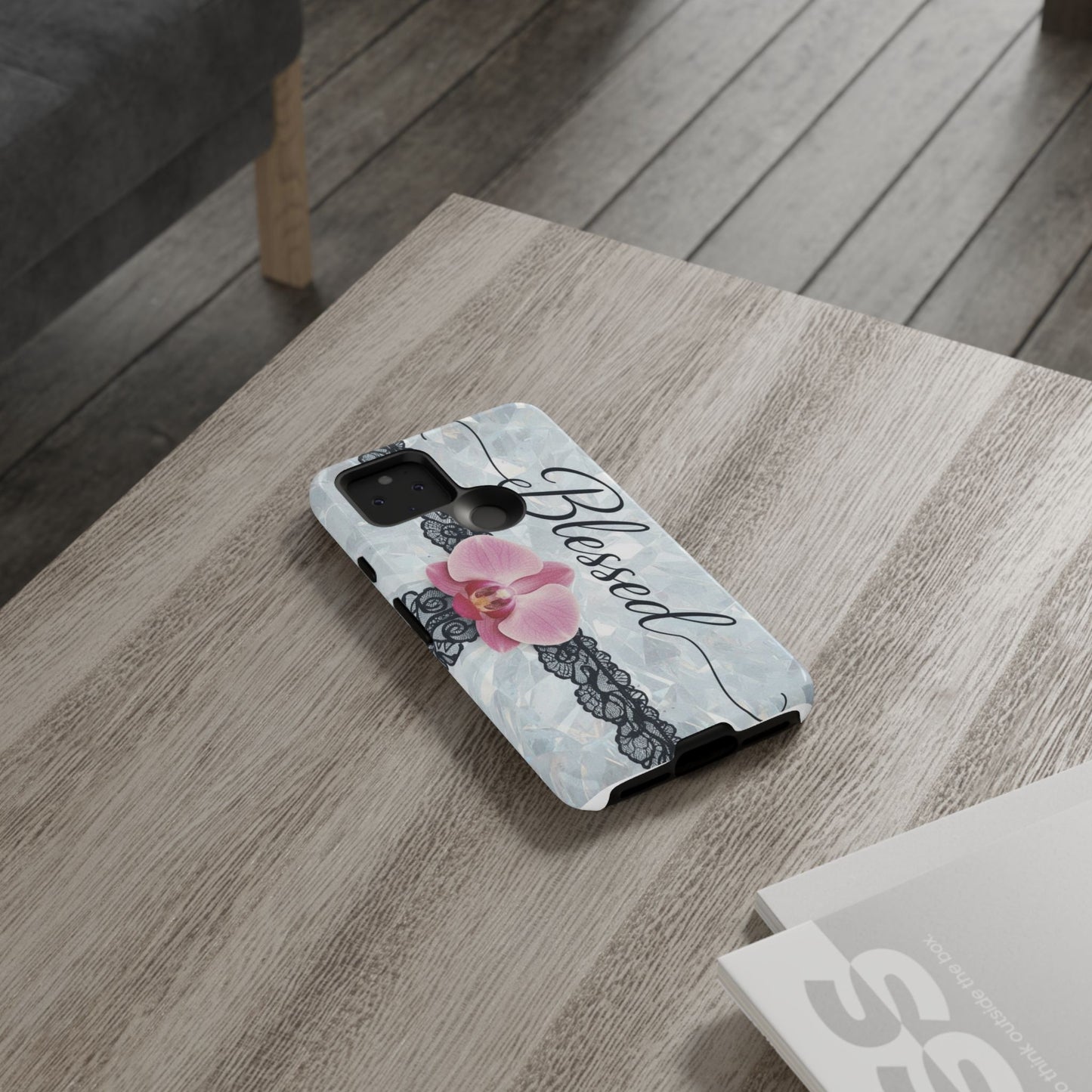 Blessed Pink Orchid Tough Phone Case — Floral Lace Protective Cover
